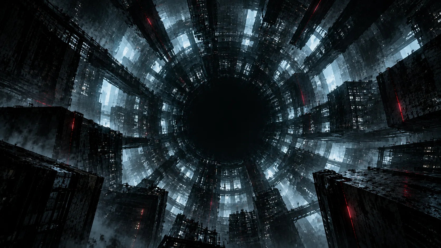Circular architectural structure around a dark center